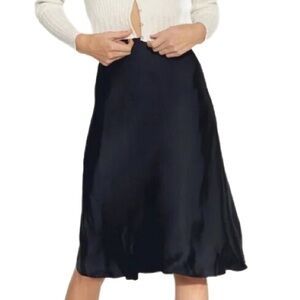 Wilfred Only Satin Midi Skirt in Black Size 2